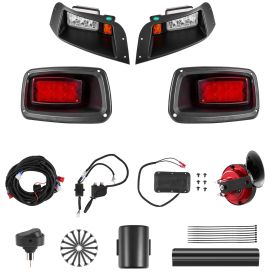 Golf Cart Light Kit, 12 Volt, Street Legal LED Headlight and Tail Light Kit with Wiring Harness, Turn Signals, Hazard Light, Switch Horn, Brake Pad