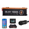 36V (38.4V) 150AH Lithium Golf Cart Battery, with 25A Charger, Lifepo4 Battery Kit, Built-in 250A BMS, with Bluetooth Mobile APP & Touch Monitor