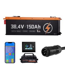 36V (38.4V) 150AH Lithium Golf Cart Battery, with 25A Charger, Lifepo4 Battery Kit, Built-in 250A BMS, with Bluetooth Mobile APP & Touch Monitor