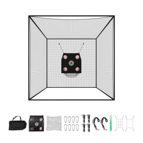 Golf Batting Cage, 10 x 10 x 10 FT Golf Cage, Driving Hitting Cages with 3-Ply Knotless Polyester, Golfs Target & 9-Hole Baseball Target