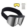 Frameless Ski Goggles, Magnet Cylindrical Lens with Silver Mirror Revo Coating, OTG Anti fog Snow Goggles for Men Women