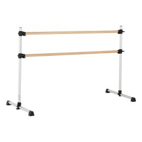 Ballet Barre, 6 Ft Double Beechwood Barre Bar for Home, Freestanding Portable Ballet Stretching Dance Bars