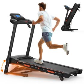 Folding Treadmill with Auto Incline, 3.5HP Treadmills for Home, 400 lb Capacity Treadmill, 0.5-8.5 MPH, 1°-15° Auto Incline, Dual Cushioning System