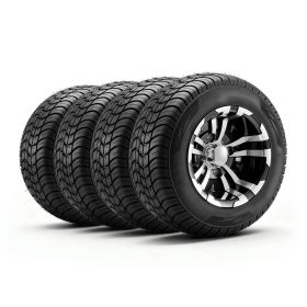 Golf Cart Wheels, 10" 205/50-10 Black Aluminum Alloy Golf Cart Tires and Wheels Combo (Set of 4) Fit Club Car, EZGO, Yamaha