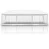 10x30FT White Mesh Party Tent with 8 Sidewalls, 2 Zipper Doors & 6 Screen Panels, White PE Canopy Roof, Powder-Coated Steel Frame
