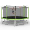 16FT Trampoline with Balance Bar & Basketball Hoop&Ball, ASTM Approved Reinforced Type Outdoor Trampoline with Enclosure Net