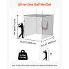 Golf Batting Cage, 10 x 10 x 10 FT Golf Cage, Driving Hitting Cages with 3-Ply Knotless Polyester, Golfs Target & 9-Hole Baseball Target