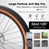 A24301 24 Inch Mountain Bike for Teenagers, High Carbon Steel Frame, Disc Brakes, Durable Design, Brown Edge Tires, Ideal for School Commuting