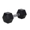 20LB (1piece)HDRS Rubber Coated Solid Cast Iron Dumbbell with Contoured Chrome Handle, Hexagon Head[Support for self-pickup face sheet