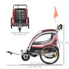 2-in-1 Double Baby Jogging Stroller, Bike Trailer for Kids & Toddlers with Handbrake, 5 Point Harness, Waterproof Cover, Storage Bag, Safety Flag