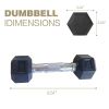 5LB 1-Pair(2pieces)HDRS Rubber Coated Solid Cast Iron Dumbbell with Contoured Chrome Handle, Hexagon Head[Support for self-pickup face sheet