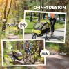 2-in-1 Bike Trailer for Kids, Foldable 2-Seat Baby Stroller with 5-Point Harness, Rubber Wheels, Storage Bag, Yellow