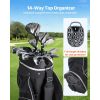 Golf Cart Bag, 14 Way Top Divider Organizer, Golf Club Bag with Full-length Divider, Storage Pockets, Shoulder Strap, Rain Hood, Smooth Zippers