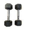 8LB 1-Pair(2pieces)HDRS Rubber Coated Solid Cast Iron Dumbbell with Contoured Chrome Handle, Hexagon Head[Support for self-pickup face sheet
