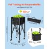 Tennis Ball Hopper, Holds 120 Tennis Balls, Foldable Pickleball Basket Cart with Wheels for Easy Pick Up, Lightweight Aluminum Alloy