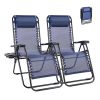 Set of 2 Zero Cravity Lounge Chairs,Outdoor Patio Folding Recliners for Pool Beach with Pillow and Cup Holder