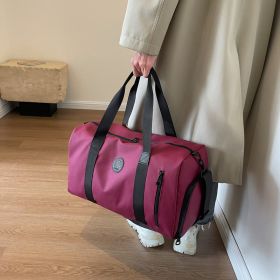 Women's Lightweight Nylon Weekender Duffel Bag with Side Pocket (Color: Red)